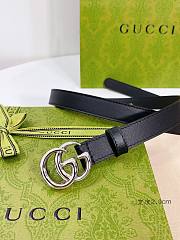 Gucci Leather Belt with Shiny Silver Double G Buckle 2.0 cm - 5