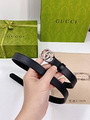 Gucci Leather Belt with Shiny Silver Double G Buckle 2.0 cm - 2