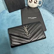 YSL Monogram Black Leather Wallet Silver Hardware 19x11 cm - 5