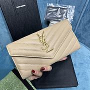 YSL Monogram Beige Leather Wallet Size 19 x 11 cm - 4