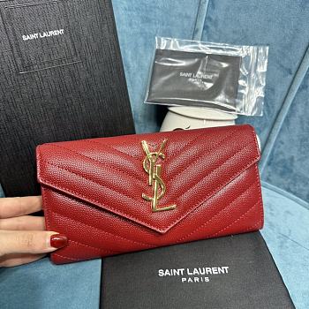 YSL Monogram Red Leather Wallet Size 19 x 11 cm