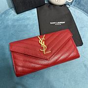 YSL Monogram Red Leather Wallet Size 19 x 11 cm - 3