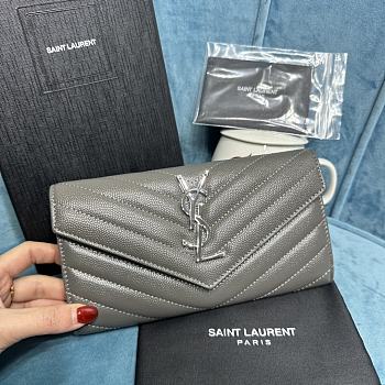 YSL Monogram Gray Leather Wallet Size 19 x 11 cm