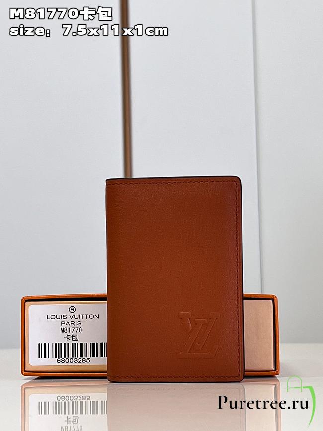 LV Pocket Organizer Tan Millesime Calf Leather 7.5 x 11.1 x 1 cm - 1