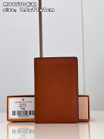 LV Pocket Organizer Tan Millesime Calf Leather 7.5 x 11.1 x 1 cm