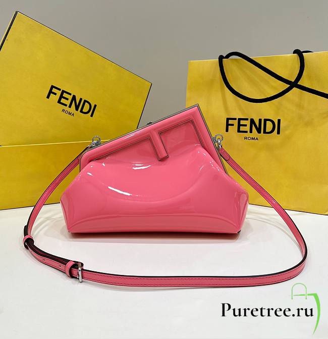 Fendi First Midi Small Pink Patent Leather Bag size 26x18x9.5 cm - 1