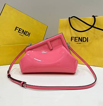 Fendi First Midi Small Pink Patent Leather Bag size 26x18x9.5 cm