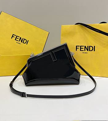 Fendi First Midi Small Black Patent Leather Bag size 26x18x9.5 cm