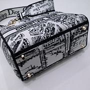 Dior Medium Lady D-Lite Bag White and Black Plan de Paris Embroidery - 4