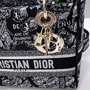Dior Medium Lady D-Lite Bag Black and White Plan de Paris Embroidery - 4
