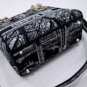 Dior Medium Lady D-Lite Bag Black and White Plan de Paris Embroidery - 6