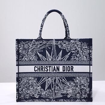 Dior Large Book Tote Dior Rêve d'Infini Embroidery with Navy Blue Metallic