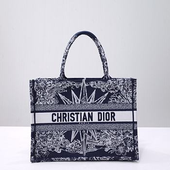 Dior Medium Book Tote Dior Rêve d'Infini Embroidery with Navy Blue Metallic