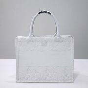 Dior Medium Book Tote White Multicolor D-Lace Embroidery with Macramé Effect  - 3
