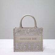 Dior Small Book Tote White/Gold-tone D-Lace Embroidery with Macramé Effect - 1