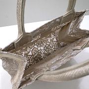 Dior Small Book Tote White/Gold-tone D-Lace Embroidery with Macramé Effect - 5