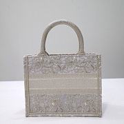 Dior Small Book Tote White/Gold-tone D-Lace Embroidery with Macramé Effect - 4