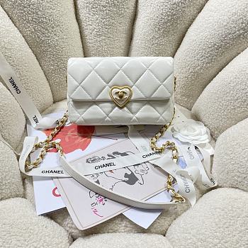 Chanel Small Flap Bag White Lambskin size 21 x 14 x 7 cm