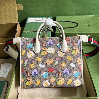 Gucci Animal Print Small Tote Bag Beige/Ebony GG Supreme 31x26.5x14 cm