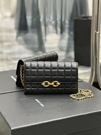 YSL Le Maillon Chain Wallet In Black Quilted Lambskin 19x11x4 cm