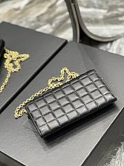 YSL Le Maillon Chain Wallet In Black Quilted Lambskin 19x11x4 cm - 6