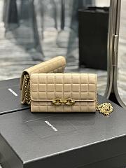 YSL Le Maillon Chain Wallet In Beige Quilted Lambskin 19x11x4 cm - 1