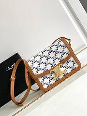 Celine Teen Triomphe Bag In Triomphe Canvas And Calfskin Blue - 1