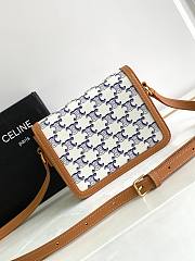 Celine Teen Triomphe Bag In Triomphe Canvas And Calfskin Blue - 3