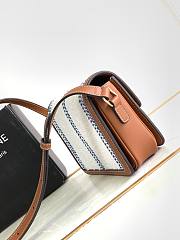 Celine Teen Triomphe Bag In Striped Textile And Calfskin White/Blue - 4