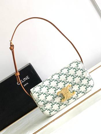 Celine Shoulder Bag Triomphe In Triomphe Canvas And Calfskin Green