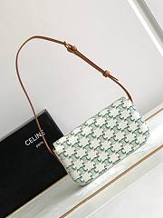 Celine Shoulder Bag Triomphe In Triomphe Canvas And Calfskin Green - 3