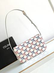 Celine Shoulder Bag Triomphe In Triomphe Canvas And Calfskin Blue/Red - 4