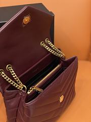 YSL Loulou Small Burgundy Chain Bag size 25 x 17 x 9 cm - 3