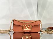 Valentino Locò Orange Calfskin Shoulder Bag Gold-tone Logo - 1