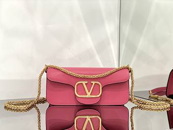 Valentino Locò Pink Calfskin Shoulder Bag Gold-tone Logo