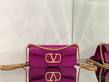Valentino Locò Purple Calfskin Shoulder Bag Gold-tone Logo