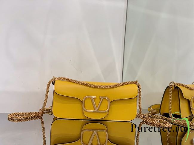 Valentino Locò Yellow Calfskin Shoulder Bag Gold-tone Logo - 1