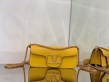 Valentino Locò Yellow Calfskin Shoulder Bag Gold-tone Logo