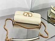 Valentino Locò White Calfskin Shoulder Bag Gold-tone Logo - 3