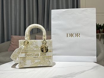 Dior Medium Lady D-Lite Bag Dior Jardin d'Hiver Embroidery with Gold-Tone Metallic Thread