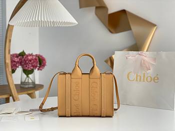 Chloe Small Woody Tote Bag Light Tan Smooth Calfskin 26 x 20 x 8 cm