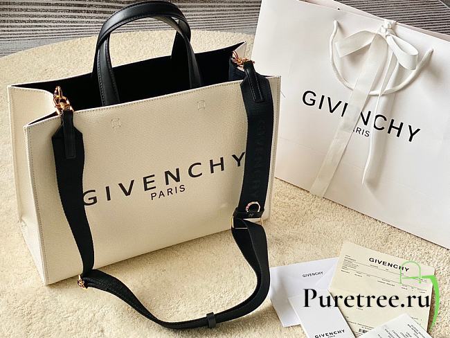 Givenchy Medium G-Tote Shopping Bag In Beige/Black Canvas 37x13x26 cm - 1