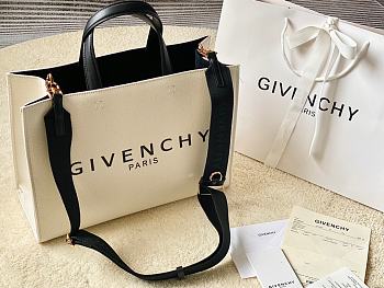 Givenchy Medium G-Tote Shopping Bag In Beige/Black Canvas 37x13x26 cm
