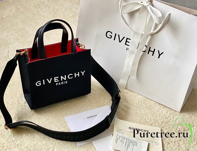 Givenchy Mini G-Tote Shopping Bag In Black Canvas 19x8x16 cm - 1
