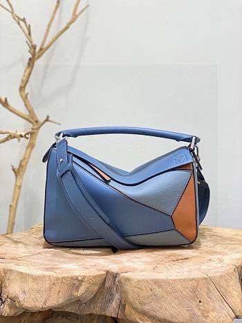 Loewe Puzzle Bag In Classic Calfskin Blue/Tan 29 x 12 x 19 cm