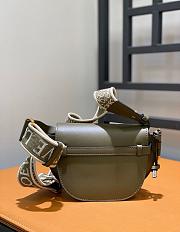 Loewe Mini Gate Dual Bag In Soft Calfskin And Jacquard Khaki Size 21x12.5x9 cm - 2