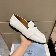 Prada White Grain Leather Loafers - 4