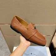 Prada Brown Grain Leather Loafers - 4