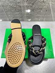 Bottega Veneta Dot Chain-braided Black Leather Flat Sandals - 6