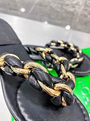 Bottega Veneta Dot Chain-braided Black Leather Flat Sandals - 3